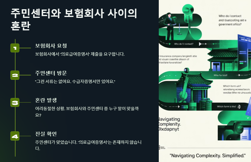 주민센터와 보험회사 사이의 혼란