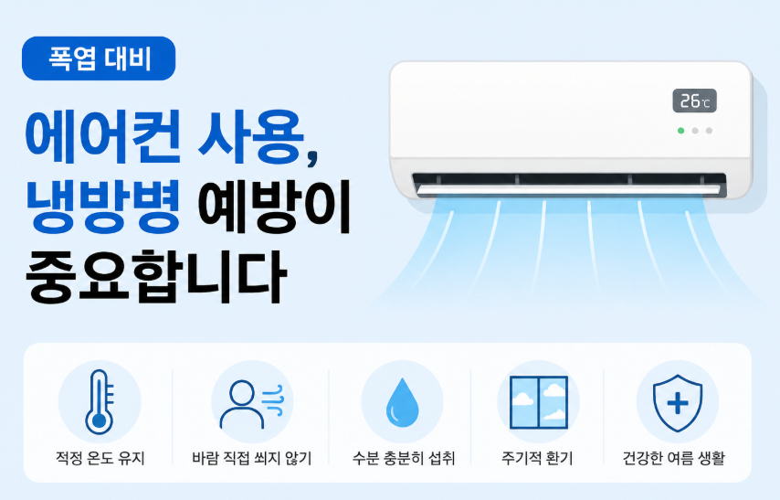 폭염 속 에어컨 때문에 발생하는 냉방볍 예방법