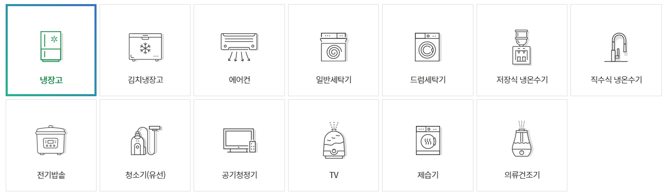 한전 가전제품 구매지원 대상제품