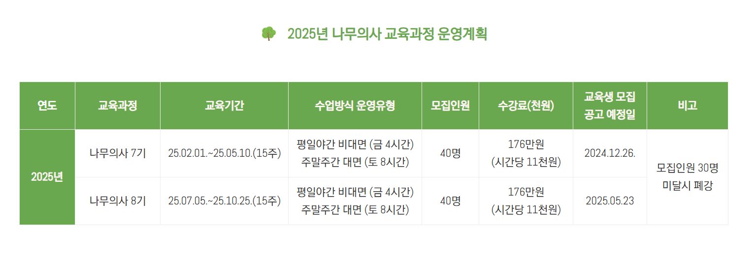 공주대 나무의사 교육일정