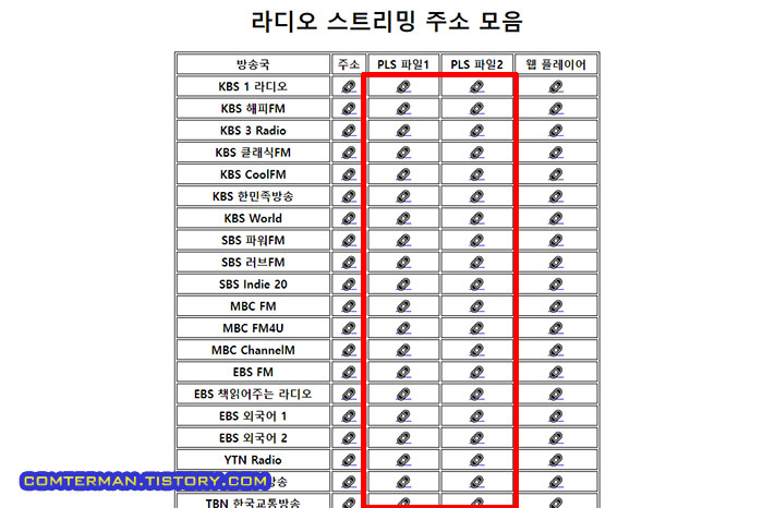 라디오 방송 PLS 파일