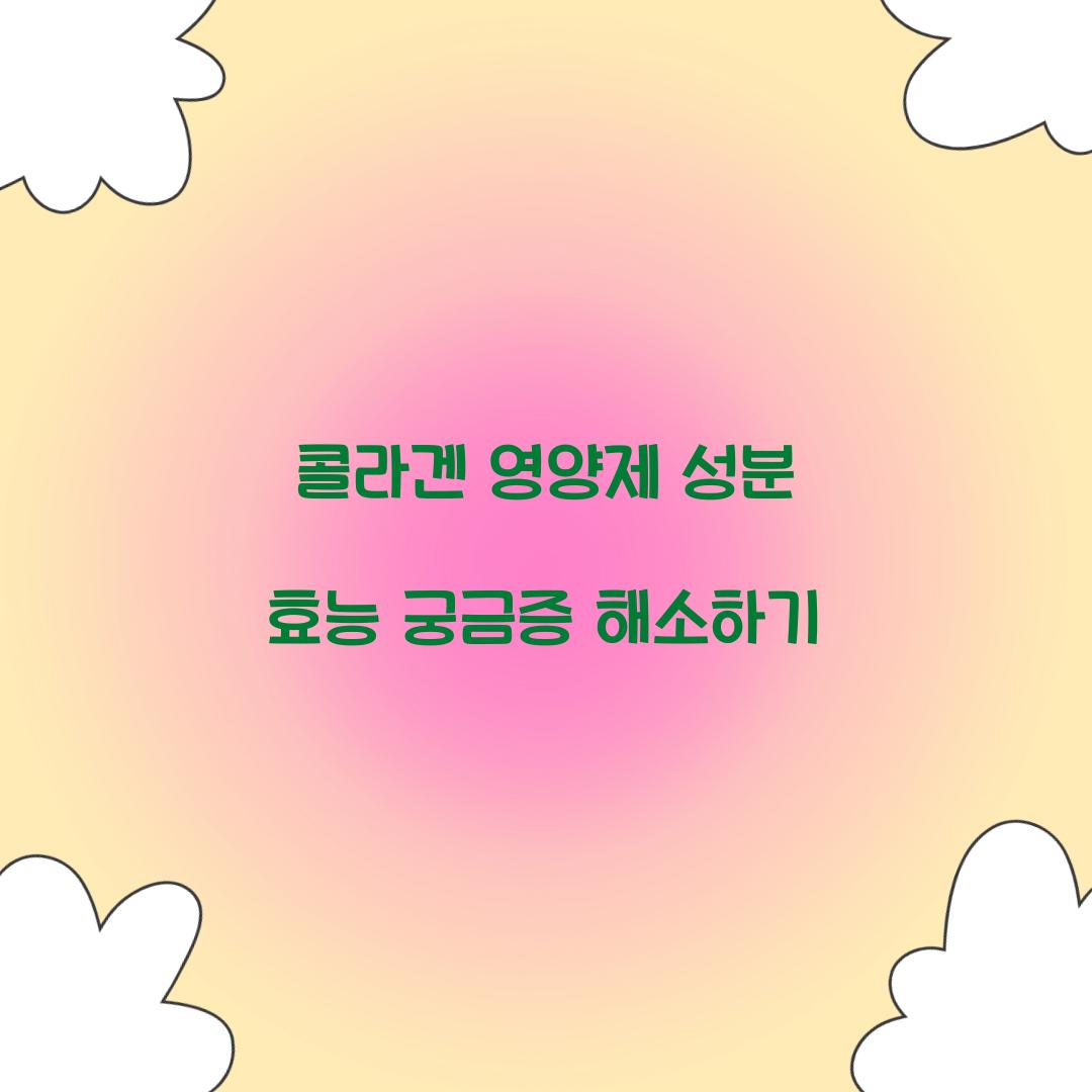 콜라겐 영양제 성분 효능