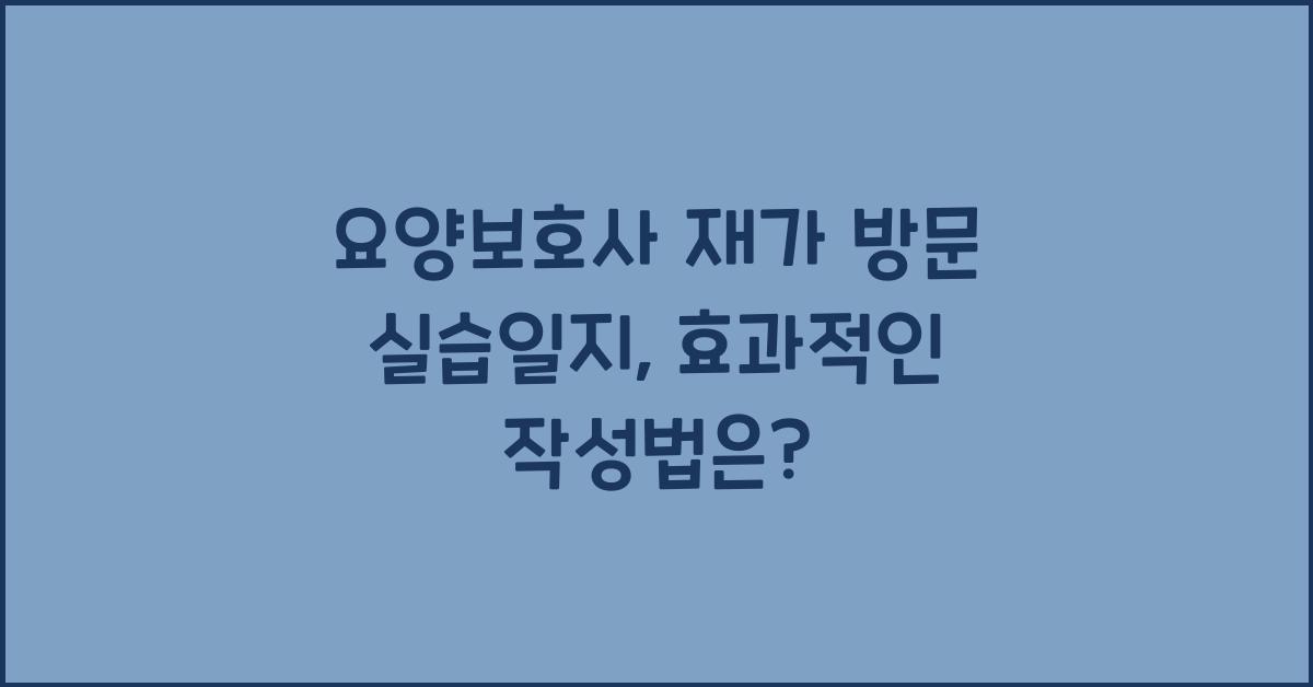 요양보호사 재가 방문 실습일지