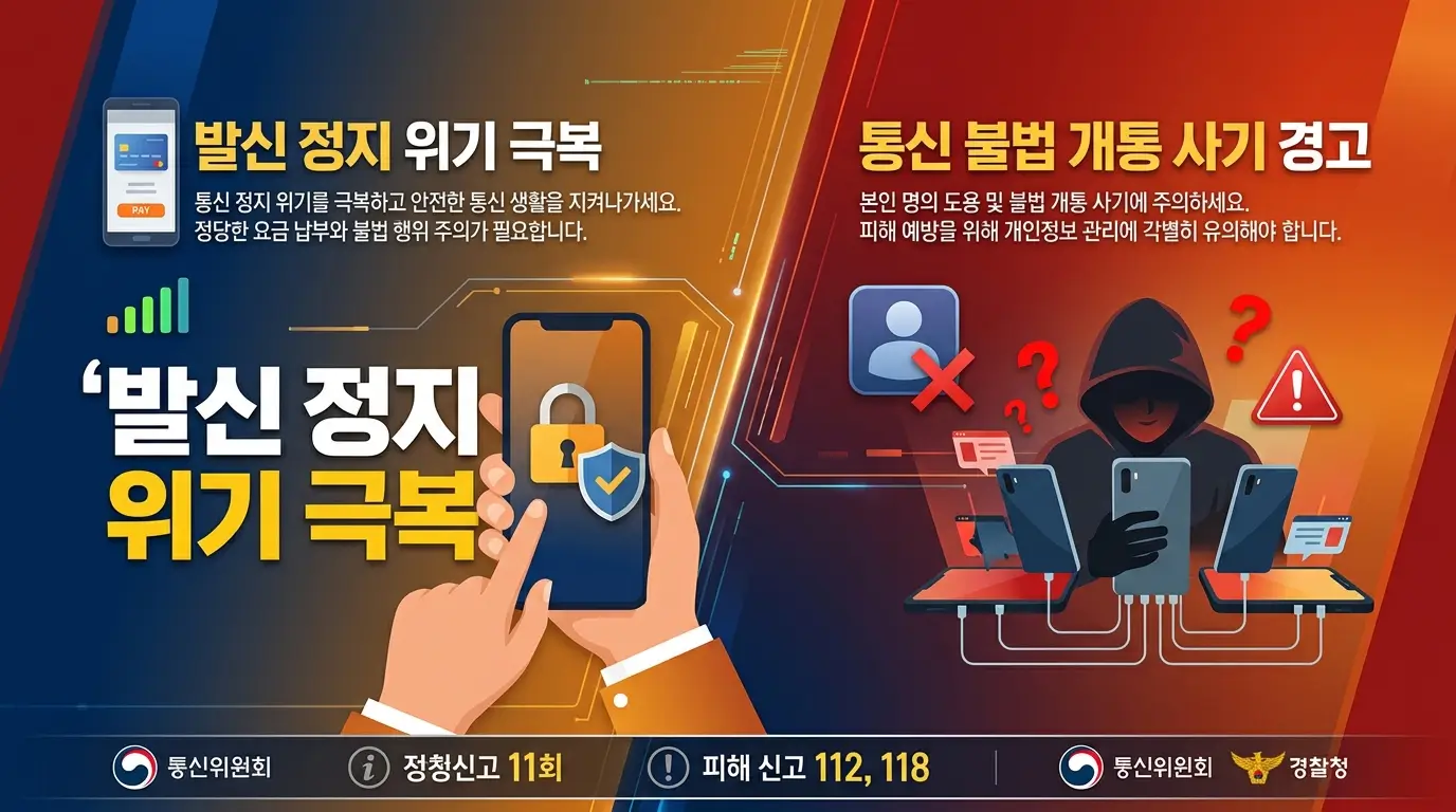 발신 정지 위기 극복 및 통신 불법 개통 사기 경고