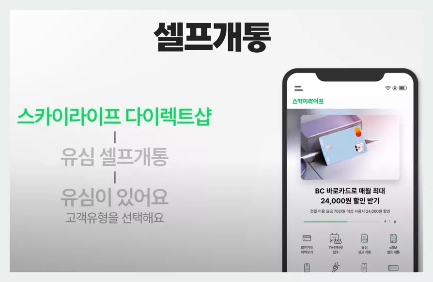 스카이라이프 다이렉트샵 고객유형 설정