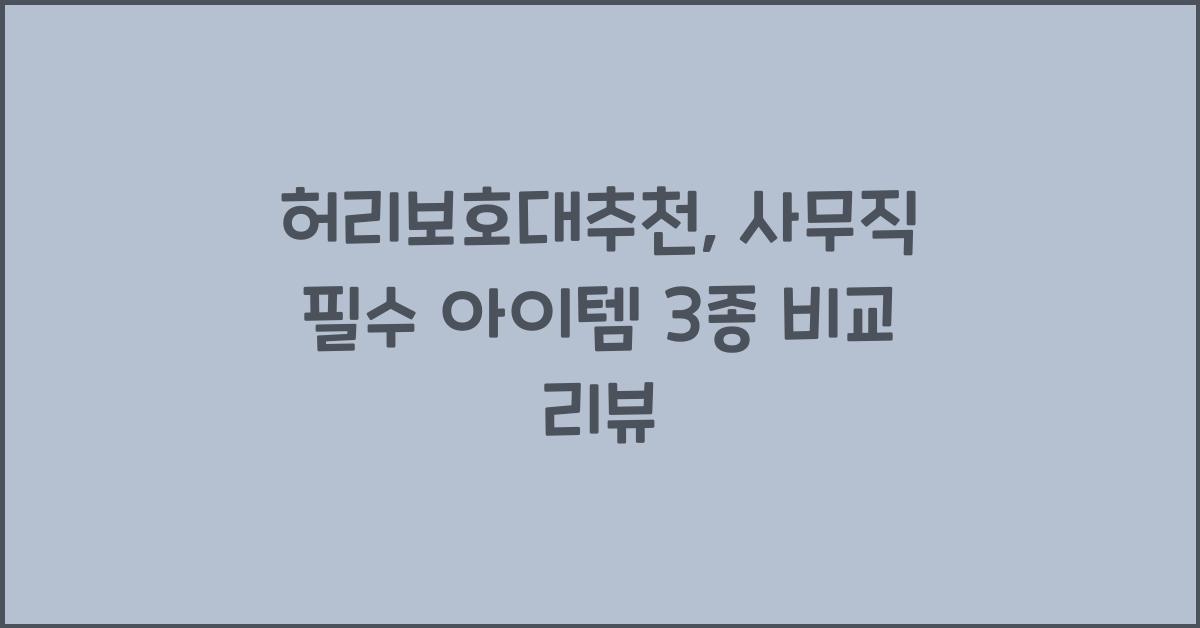 허리보호대추천