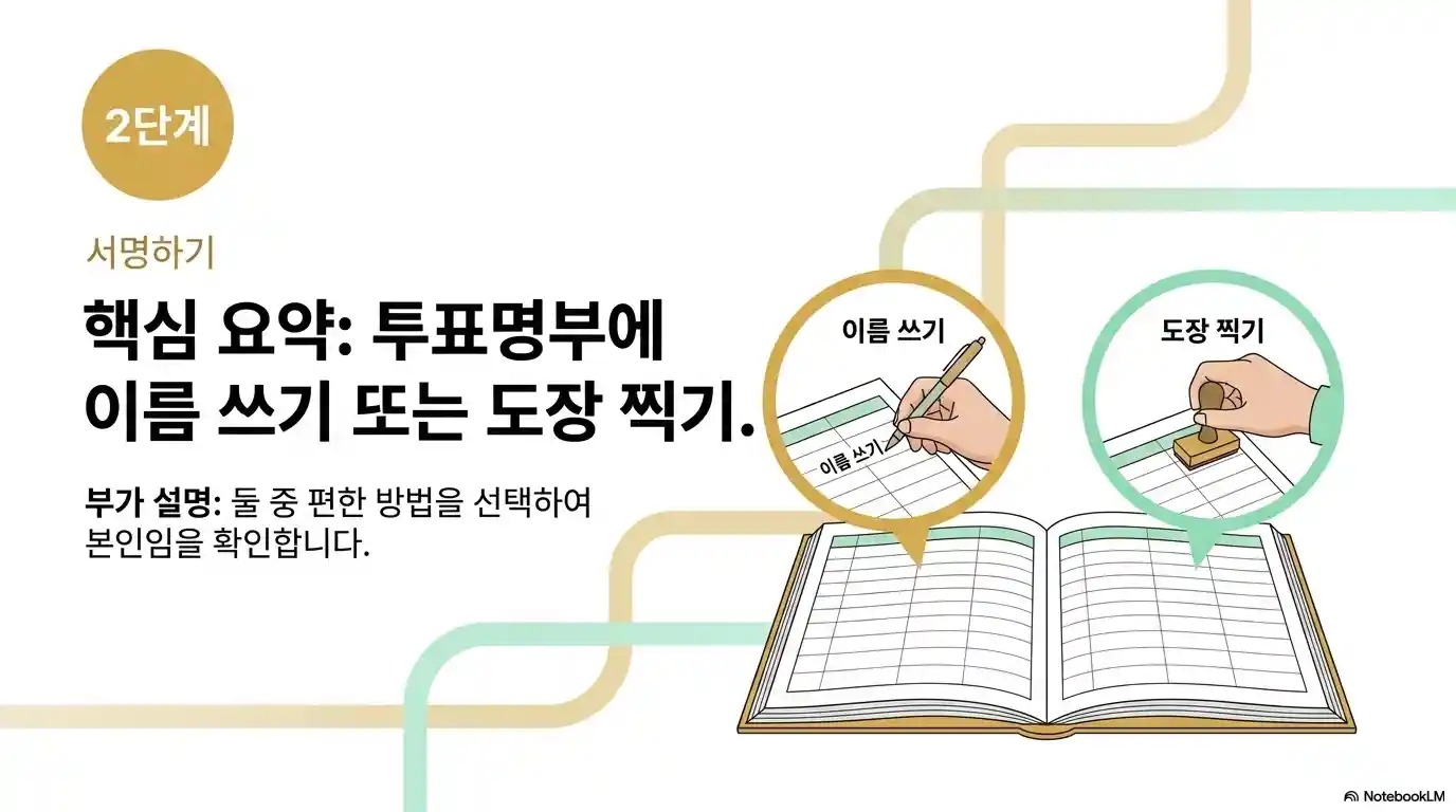 지방선거 투표 절차 2단계 투표명부에 서명하기