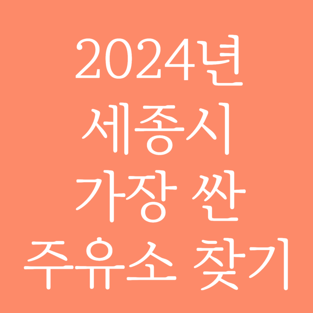 2024년 세종시 가장 싼 주유소 찾는 방법