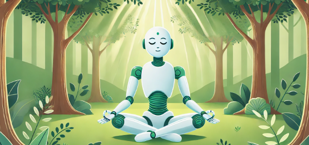 AI가 풀숲에서 명상을 하는 이미지