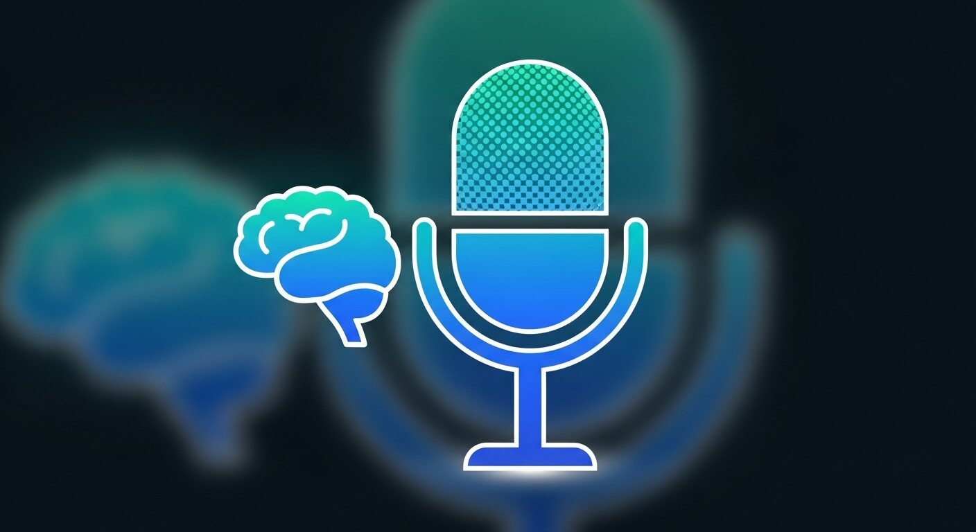 음성비서 앱을 상징하는 마이크와 인공지능 아이콘