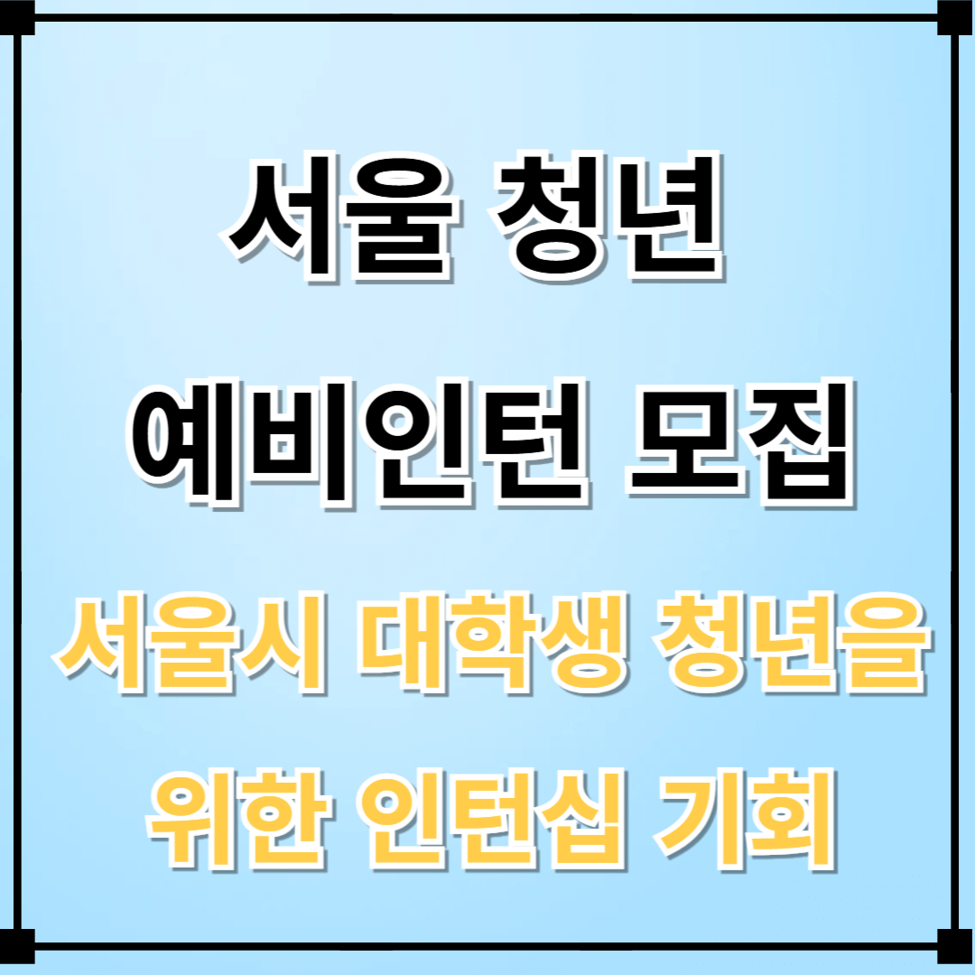 서울 청년 예비인턴 모집: 서울시 대학생·청년을 위한 인턴십 기회