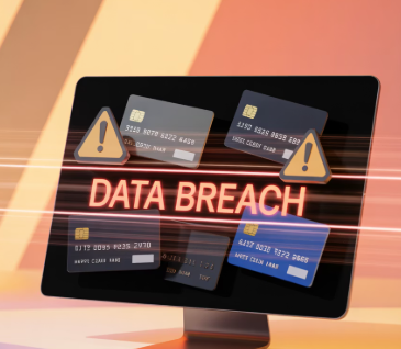 Lotte Card hacking incident 2025 - Credit card security breach visualization with cybersecurity warning elements