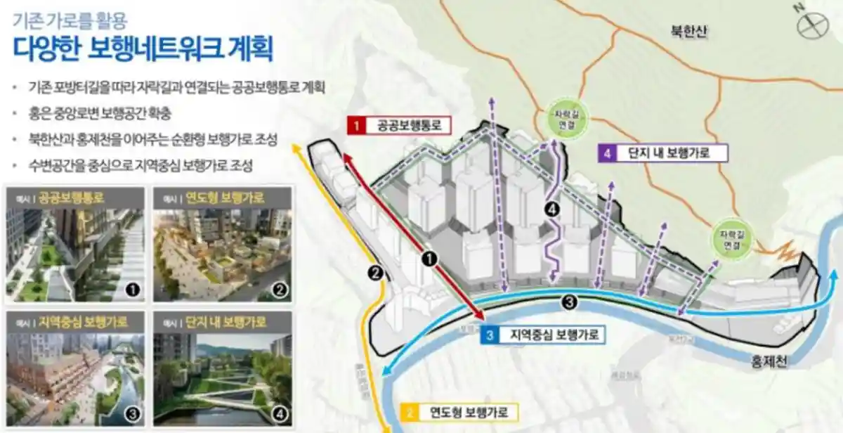 홍은동8-400일대-보행네트워크-공공보행로-단지내보행로위치-이미지