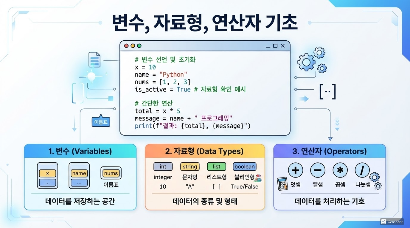 변수, 자료형, 연산자 기초