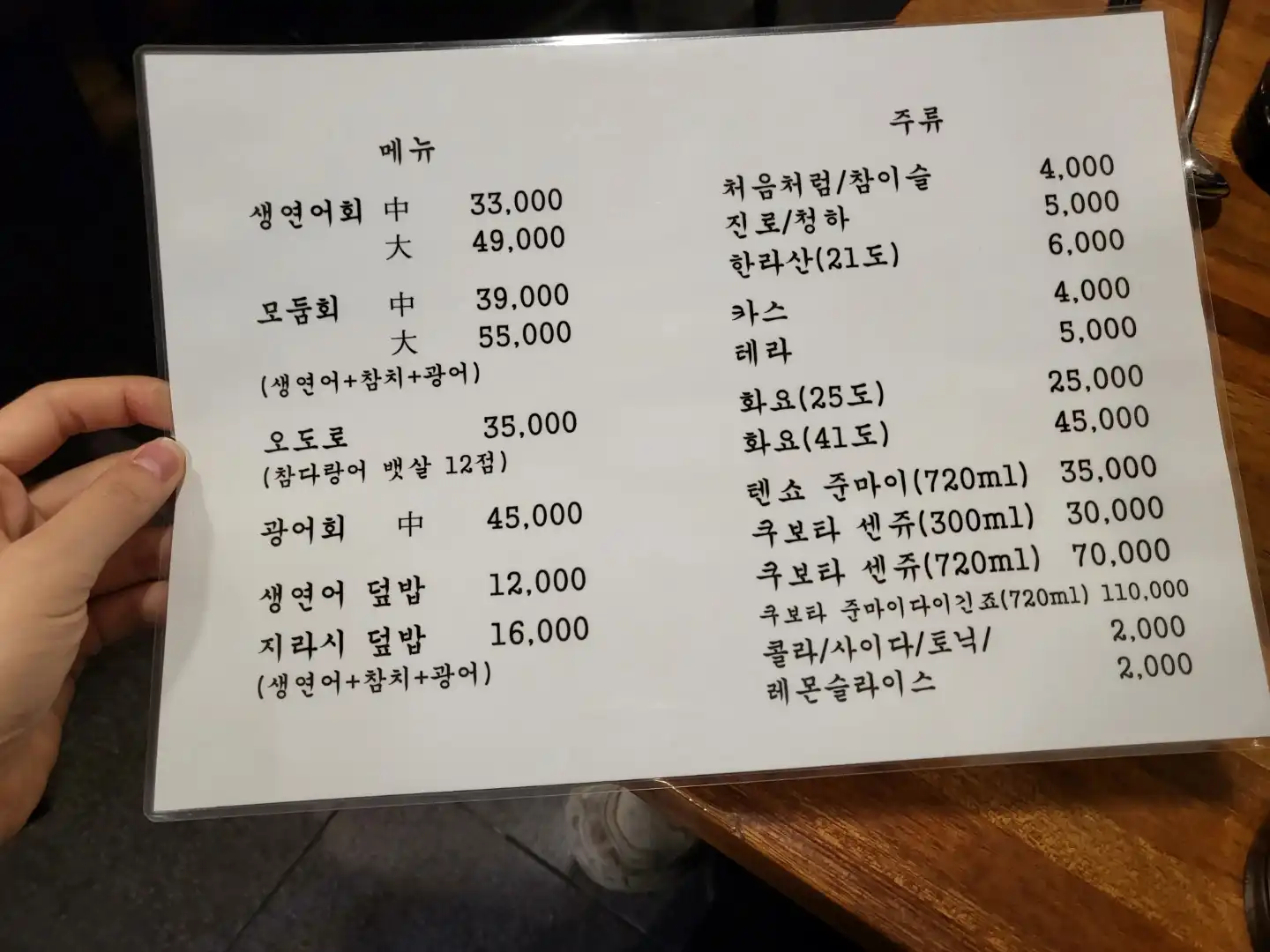 메뉴판