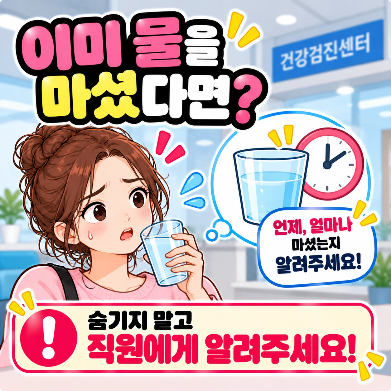 건강검진_물마셨을때_직원알리기