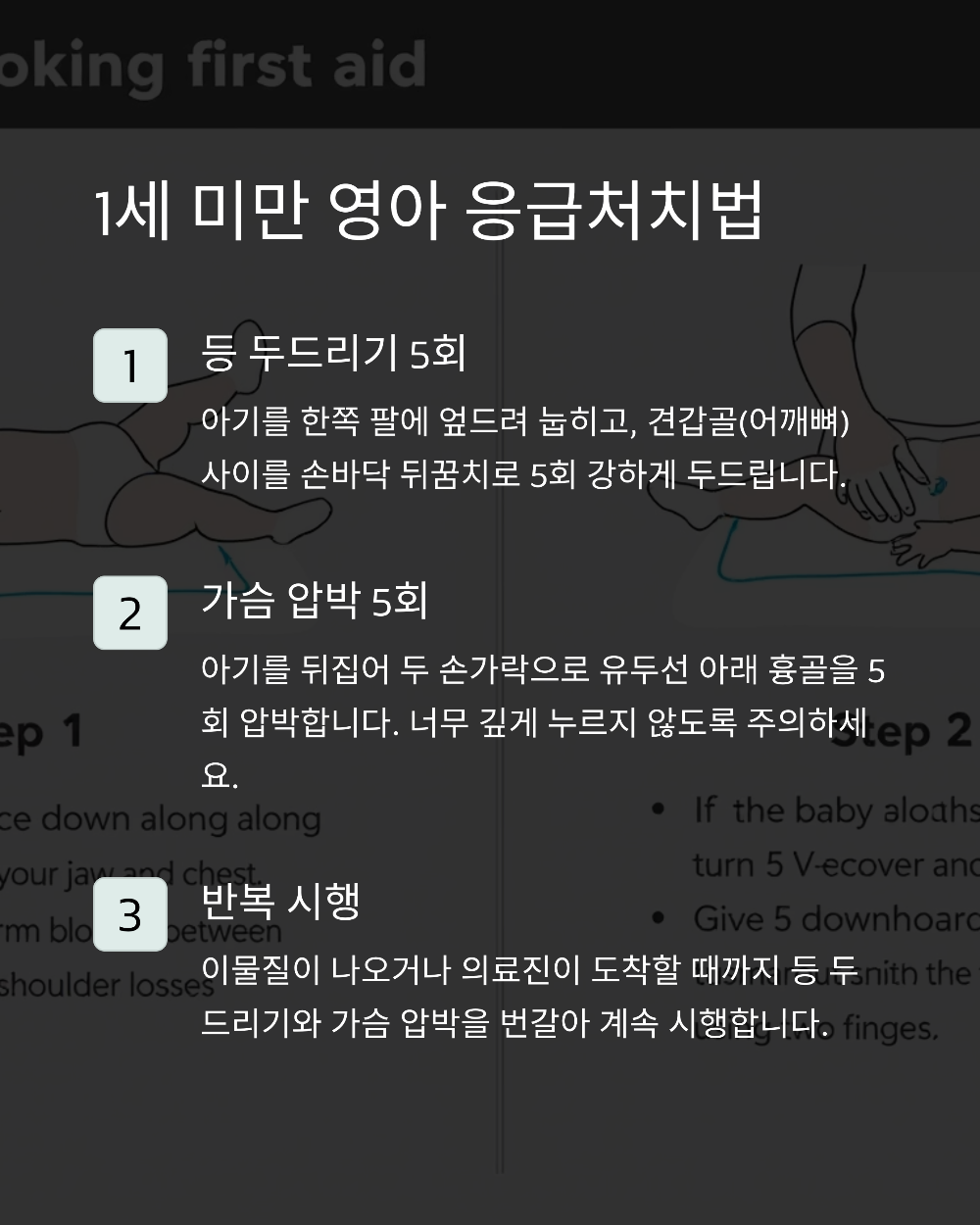 아기 기도폐쇄 대응: 하임리히법과 응급키트 활용 가이드
