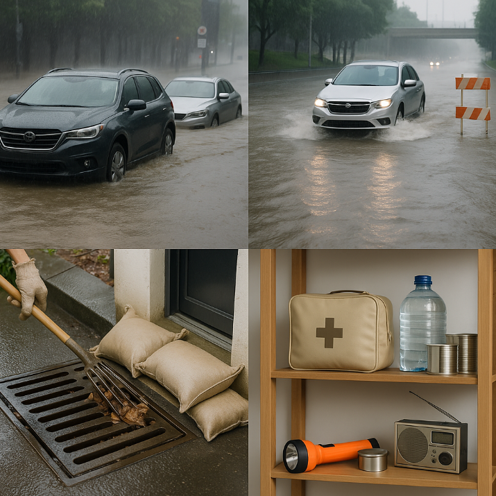 장마철 관련 침수 및 운전 이미지