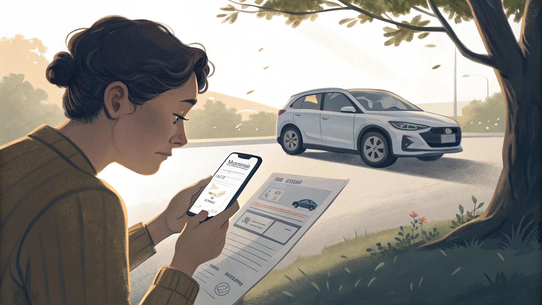 자동차 보험 가입전에 앱을 통해 확인하는 모습