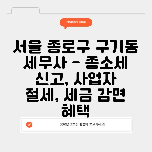 서울 종로구 구기동 세무사 - 종소세 신고, 사업자 절세, 세금 감면 혜택