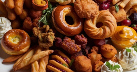 미국식 일본식 패스트푸드 음식