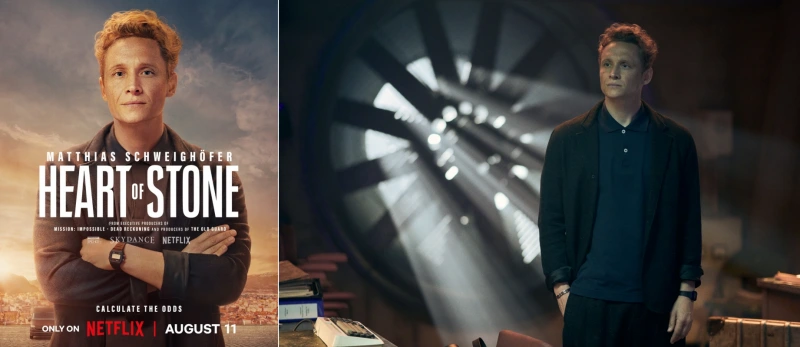 어느 실내를 배경으로 검은 자켓에 금발머리를 한 하트 오브 스톤의 잭을 연기하는 배우 마티아스 슈바이처