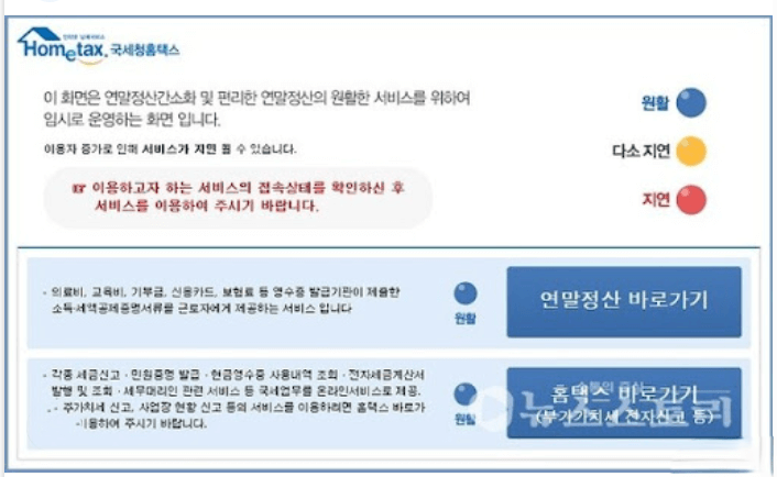 홈택스 연말정산 간소화 서비스 초기 화면과 주요 기능을 한눈에 보여주는 캡처형 안내 이미지