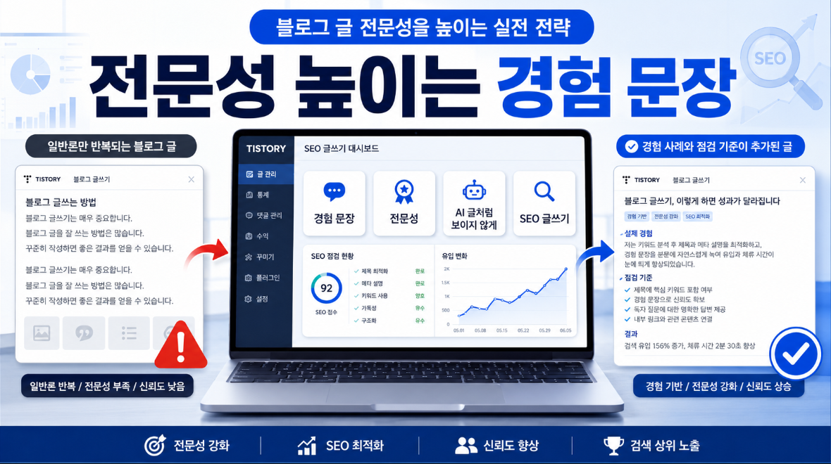 블로그 글의 전문성을 높이기 위해 경험 문장을 넣는 방법 이미지