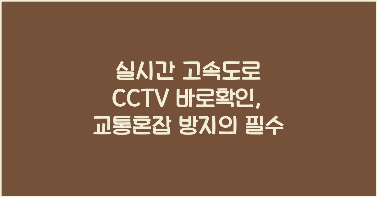 실시간 고속도로 cctv 바로확인
