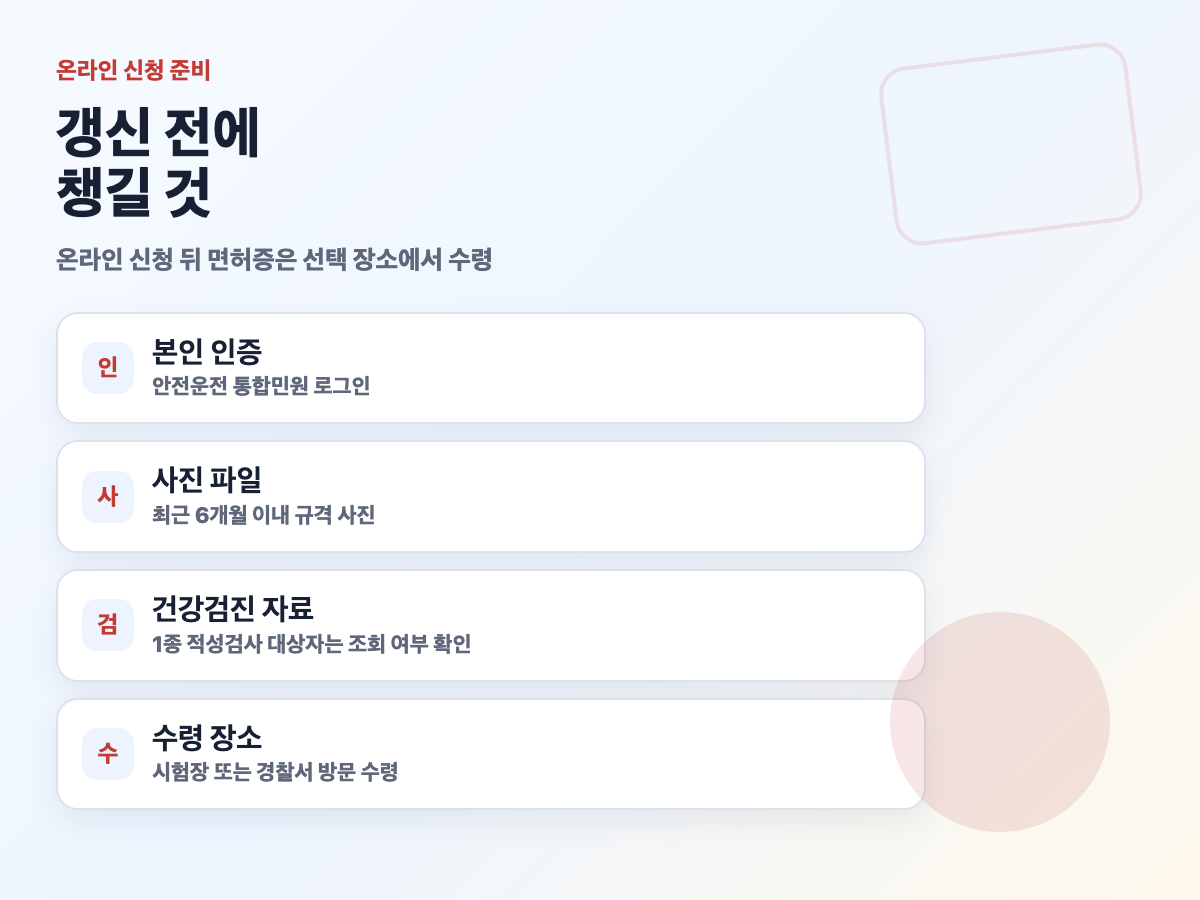 운전면허 갱신 온라인 신청 준비물 건강검진 사진 파일 수령 장소 카드