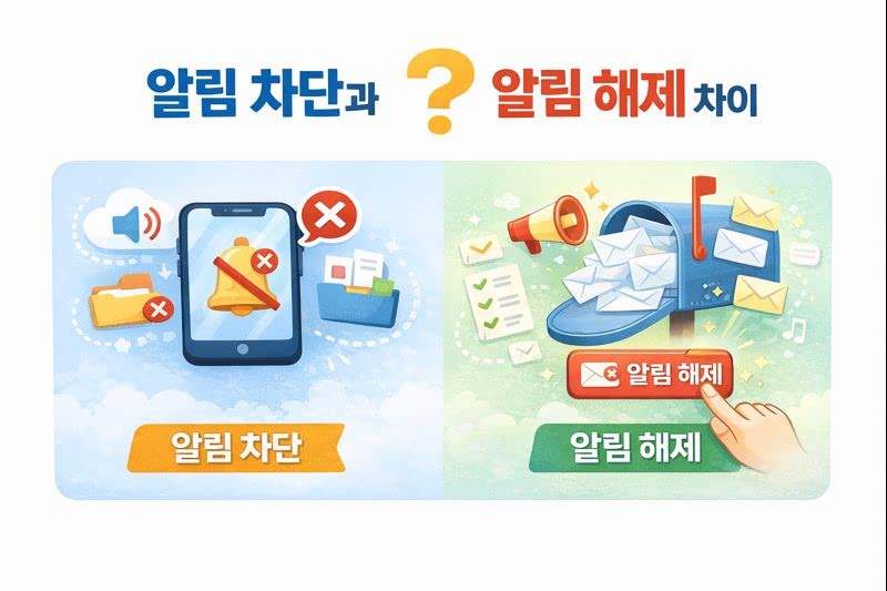 알림 차단과 알림 해제 차이