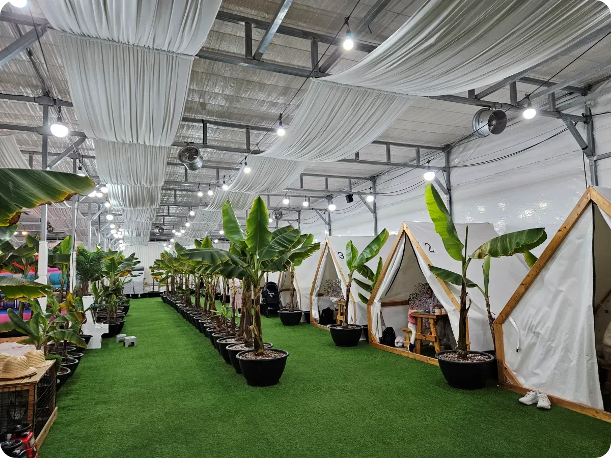 포천딸기힐링팜-실내-우드캐빈존-독립된-실내-텐트