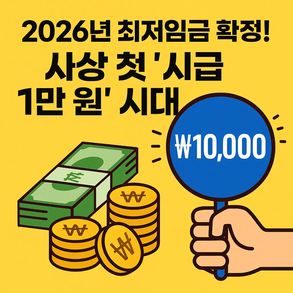 2026년 최저임금 확정! 사상 첫 '시급 1만 원' 시대, 내 월급 실수령액은? (표 포함)