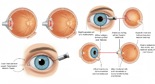 레이저 치료는 열공 주변 조직을 응고시켜 망막이 안정적으로 자리 잡도록 도와줍니다.