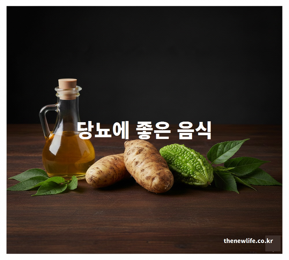 당뇨에 좋은 음식을 약초 채소 곡물로 분류하여 설명하는 대표 사진