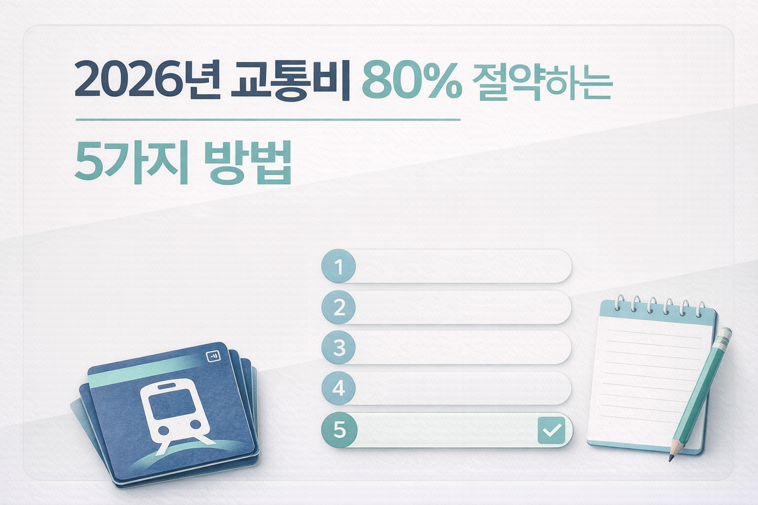 2026년 교통비 80% 절약하는 5가지 방법