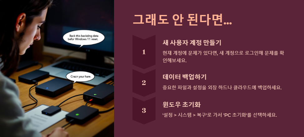 윈도우11 작업표시줄 오류 해결