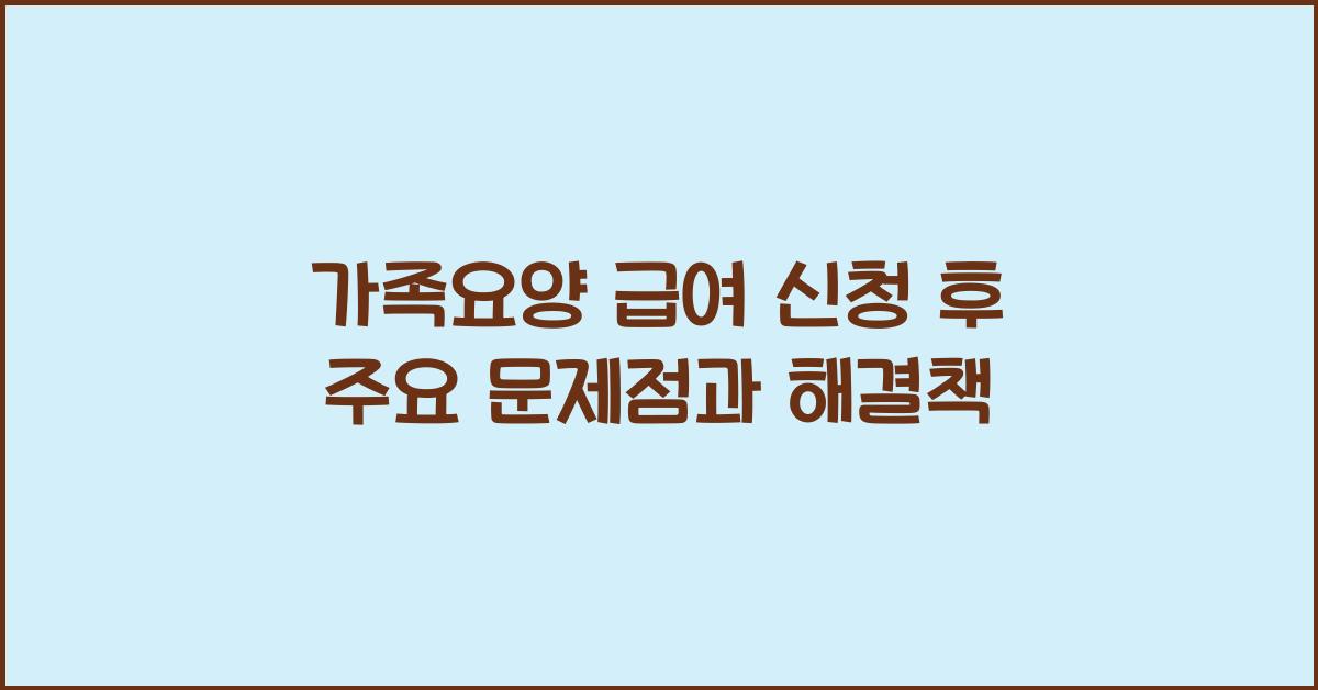 가족요양 급여 신청 후 예상되는 주요 문제점  