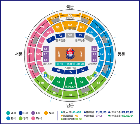 한국도로공사 하이패스 배구단 김천실내체육관 좌석 배치도