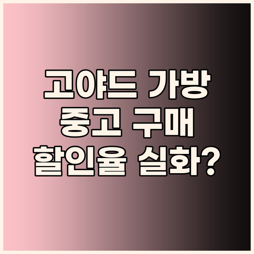 고야드 가방, 중고 구매 후기 놀라운..