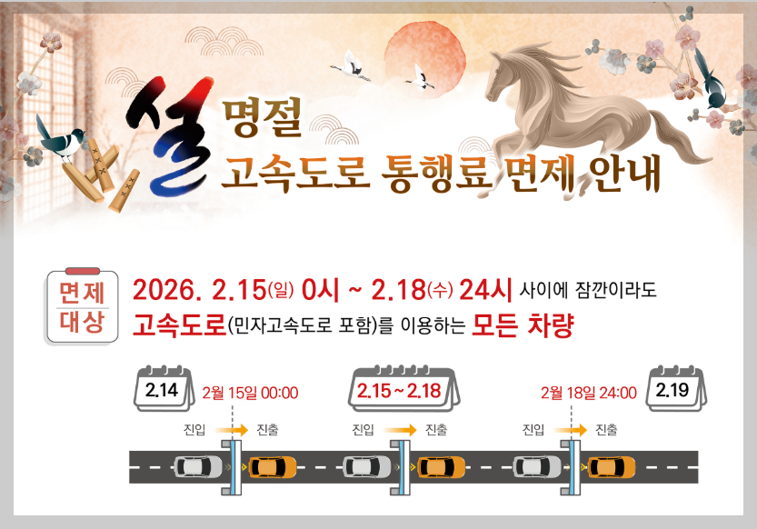 전국 고속도로 통행료 면제