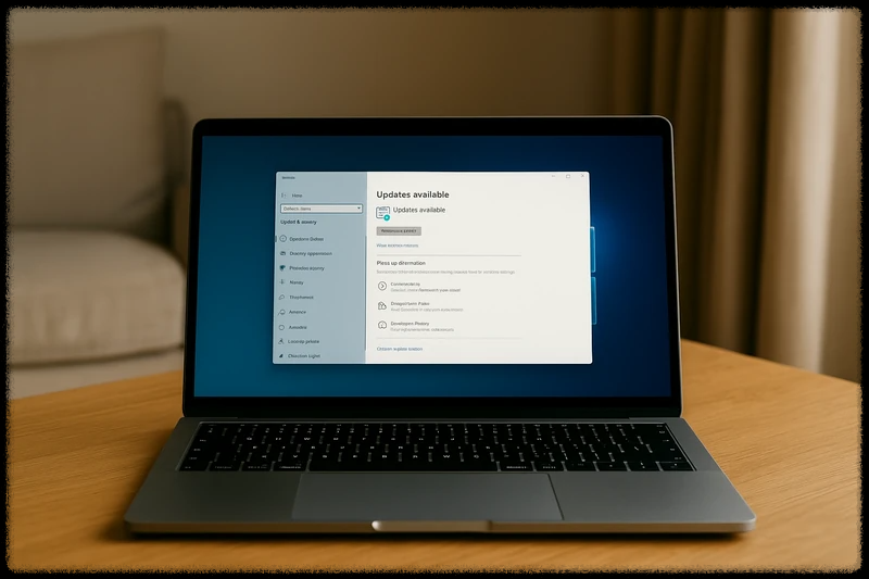 노트북에 윈도우10 업데이트 창이 표시된 모습