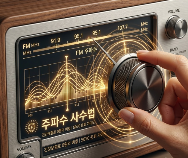 라디오 주파수 dial을 조절하여 맞추는 그래픽 이미지