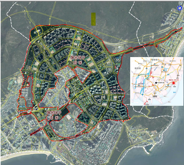 이사진은 해운대신시가지 위치를 나타내는 지도입니다