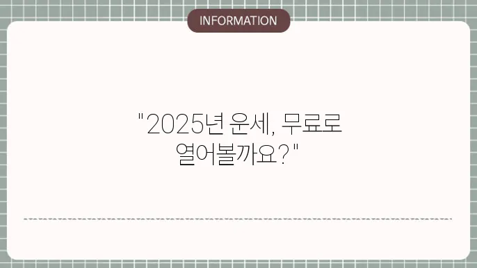 2025년 운세 무료조회 방법