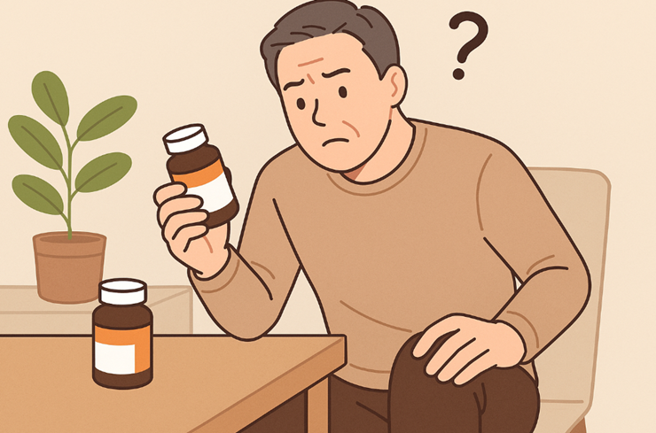 약을 고민하는 남자