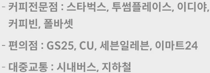 커피, 편의점, 대중교통 영역별 적립 대상처