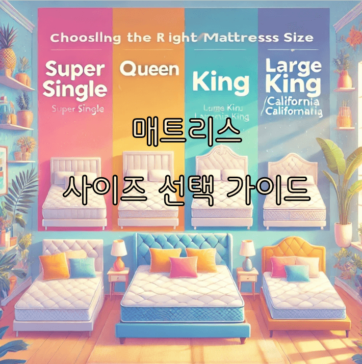 매트리스 싱글, 슈퍼싱글, 퀸, 킹, 라지킹, 칼킹 사이즈 선택 가이드 및 추천