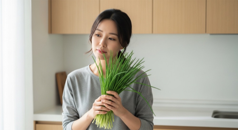 부추를 보며 건강 관리를 고민