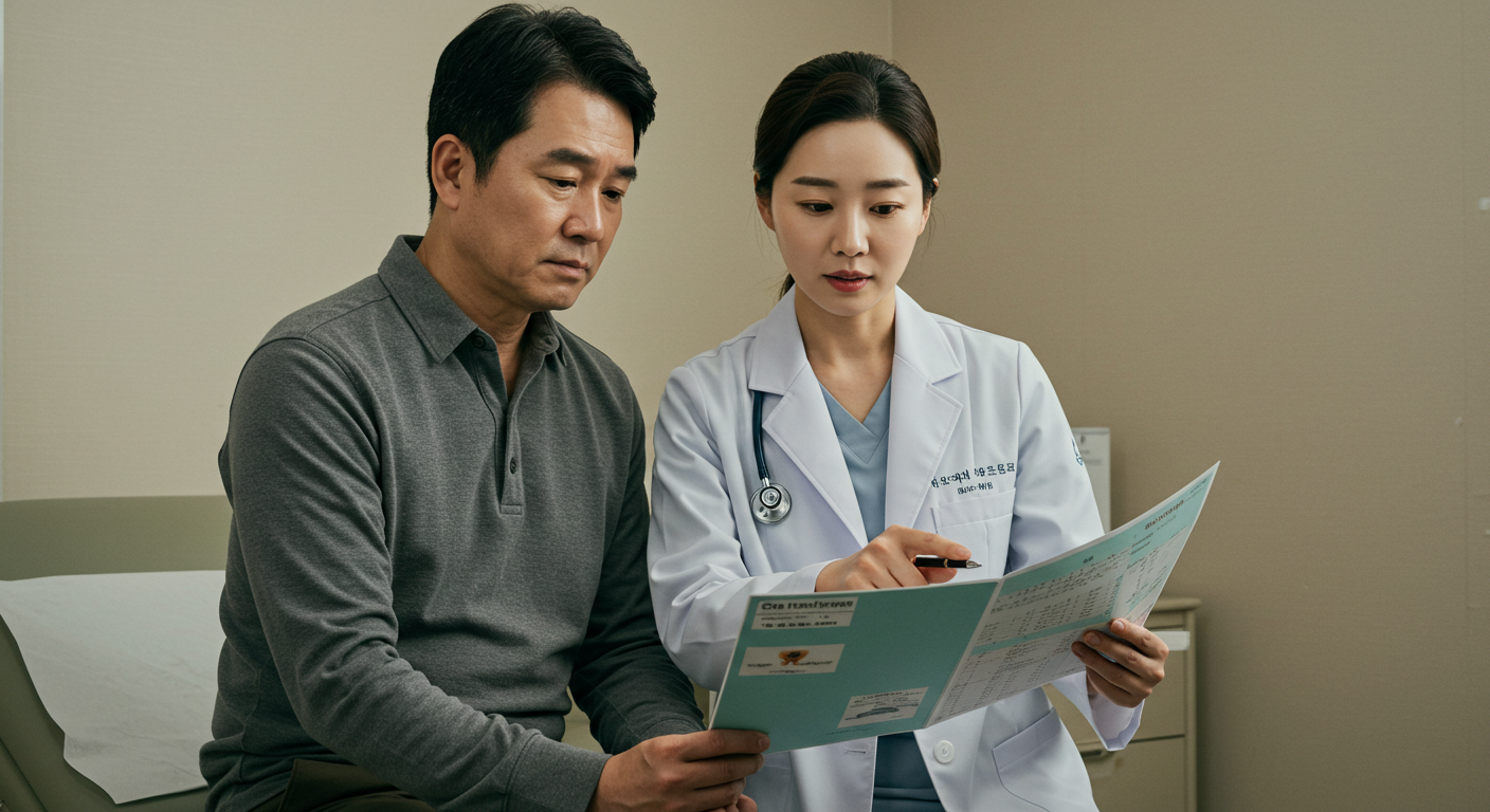 이비인후과 전문의와 상담하는 환자